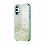 For OPPO Reno4 Gradient Glitter Powder Electroplated Phone Case(Green)