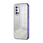 For OPPO Reno4 Pro Gradient Glitter Powder Electroplated Phone Case(Purple)