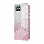 For OPPO Reno4 SE Gradient Glitter Powder Electroplated Phone Case(Pink)