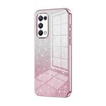 For OPPO Reno5 Pro Gradient Glitter Powder Electroplated Phone Case(Pink)