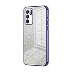 For OPPO Reno6 Indian / Malay Gradient Glitter Powder Electroplated Phone Case(Purple)