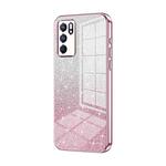 For OPPO Reno6 Indian / Malay Gradient Glitter Powder Electroplated Phone Case(Pink)