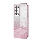 For OPPO Reno6 Pro+ Gradient Glitter Powder Electroplated Phone Case(Pink)