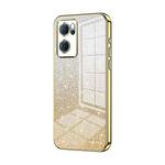 For OPPO Reno7 5G Gradient Glitter Powder Electroplated Phone Case(Gold)