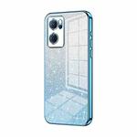 For OPPO Reno7 5G Gradient Glitter Powder Electroplated Phone Case(Blue)