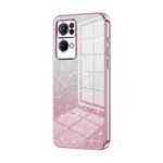 For OPPO Reno7 Pro Gradient Glitter Powder Electroplated Phone Case(Pink)