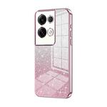 For OPPO Reno8 Pro+ Gradient Glitter Powder Electroplated Phone Case(Pink)