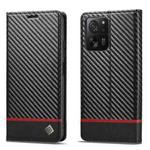 For Xiaomi 13T / 13T Pro LC.IMEEKE Carbon Fiber Texture Flip Leather Phone Case(Horizontal Black)
