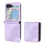 For Samsung Galaxy Z Flip5 5G YX0060 Elephant Head Embossed Phone Leather Case with Lanyard(Light Purple)