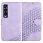 For Samsung Galaxy Z Fold4 5G YX0060 Elephant Head Embossed Phone Leather Case with Lanyard(Light Purple)
