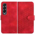For Samsung Galaxy Z Fold4 5G YX0060 Elephant Head Embossed Phone Leather Case with Lanyard(Red)