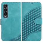 For Samsung Galaxy Z Fold4 5G YX0060 Elephant Head Embossed Phone Leather Case with Lanyard(Light Blue)