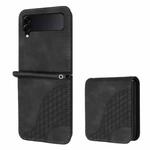 For Samsung Galaxy Z Flip4 5G YX0060 Elephant Head Embossed Phone Leather Case with Lanyard(Black)