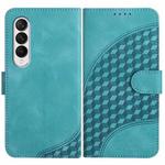 For Samsung Galaxy Z Fold3 5G YX0060 Elephant Head Embossed Phone Leather Case with Lanyard(Light Blue)