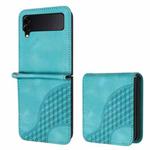 For Samsung Galaxy Z Flip3 5G YX0060 Elephant Head Embossed Phone Leather Case with Lanyard(Light Blue)
