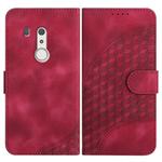 For Fujitsu Arrows Be3 YX0060 Elephant Head Embossed Phone Leather Case with Lanyard(Rose Red)