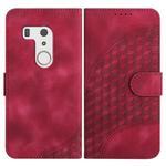 For Fujitsu Arrows F-01L F-42A YX0060 Elephant Head Embossed Phone Leather Case with Lanyard(Rose Red)