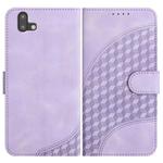 For Fujitsu Arrows U 801FJ YX0060 Elephant Head Embossed Phone Leather Case with Lanyard(Light Purple)