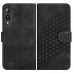 For Rakuten Hand YX0060 Elephant Head Embossed Phone Leather Case with Lanyard(Black)