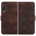 For Rakuten Hand YX0060 Elephant Head Embossed Phone Leather Case with Lanyard(Coffee)