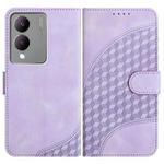 For vivo Y17s 4G Global/Y28 5G India YX0060 Elephant Head Embossed Phone Leather Case with Lanyard(Light Purple)