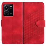 For vivo Y35 4G Global/Y22s 4G Global YX0060 Elephant Head Embossed Phone Leather Case with Lanyard(Red)