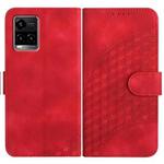 For vivo Y33s 4G Global/Y21/Y21s/Y21t YX0060 Elephant Head Embossed Phone Leather Case with Lanyard(Red)