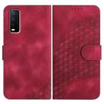 For vivo Y30 4G Global YX0060 Elephant Head Embossed Phone Leather Case with Lanyard(Rose Red)