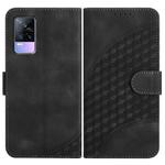 For vivo V21e 4G / Y73 2021 Elephant Head Embossed Phone Leather Case with Lanyard(Black)