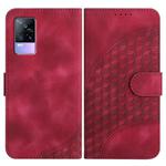 For vivo V21e 4G / Y73 2021 Elephant Head Embossed Phone Leather Case with Lanyard(Rose Red)