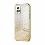 For vivo V20 Gradient Glitter Powder Electroplated Phone Case(Gold)