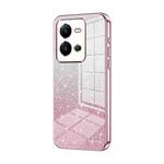 For vivo V25 / V25e Gradient Glitter Powder Electroplated Phone Case(Pink)