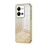 For vivo V25 / V25e Gradient Glitter Powder Electroplated Phone Case(Gold)