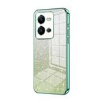 For vivo V25 / V25e Gradient Glitter Powder Electroplated Phone Case(Green)