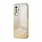 For vivo X50 Gradient Glitter Powder Electroplated Phone Case(Gold)