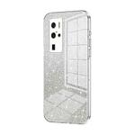 For vivo X50 Pro+ Gradient Glitter Powder Electroplated Phone Case(Transparent)