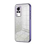 For vivo X60 Curved Screen Gradient Glitter Powder Electroplated Phone Case(Purple)