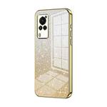 For vivo X60 Curved Screen Gradient Glitter Powder Electroplated Phone Case(Gold)