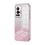 For vivo X70 Pro Gradient Glitter Powder Electroplated Phone Case(Pink)