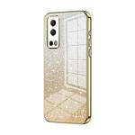 For vivo Y72 5G / iQOO Z3 / Y75s Gradient Glitter Powder Electroplated Phone Case(Gold)