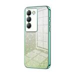 For vivo V30 SE Gradient Glitter Powder Electroplated Phone Case(Green)