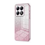 For Xiaomi 14T Pro Gradient Glitter Powder Electroplated Phone Case(Pink)