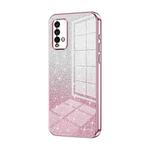 For Xiaomi Redmi Note 9 4G Gradient Glitter Powder Electroplated Phone Case(Pink)