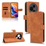 For TCL 605 Skin Feel Magnetic Flip Leather Phone Case(Brown)