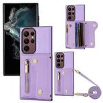 For Samsung Galaxy S22 Ultra DF-09 Crossbody Litchi texture Card Bag Design PU Phone Case(Purple)