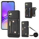 For Samsung Galaxy A05 DF-09 Crossbody Litchi texture Card Bag Design PU Phone Case(Black)