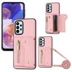 For Samsung Galaxy A15 DF-09 Crossbody Litchi texture Card Bag Design PU Phone Case(Pink)