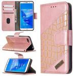 For Huawei Y5 (2018) Matching Color Crocodile Texture Horizontal Flip PU Leather Case with Holder & Card Slots & Wallet(Rose Gold)