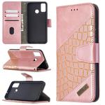 For Huawei Honor 9X Lite Matching Color Crocodile Texture Horizontal Flip PU Leather Case with Holder & Card Slots & Wallet(Rose Gold)