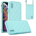 For iPhone XS / X Rhombic Texture Phone Case with Dual Lanyard(Green)